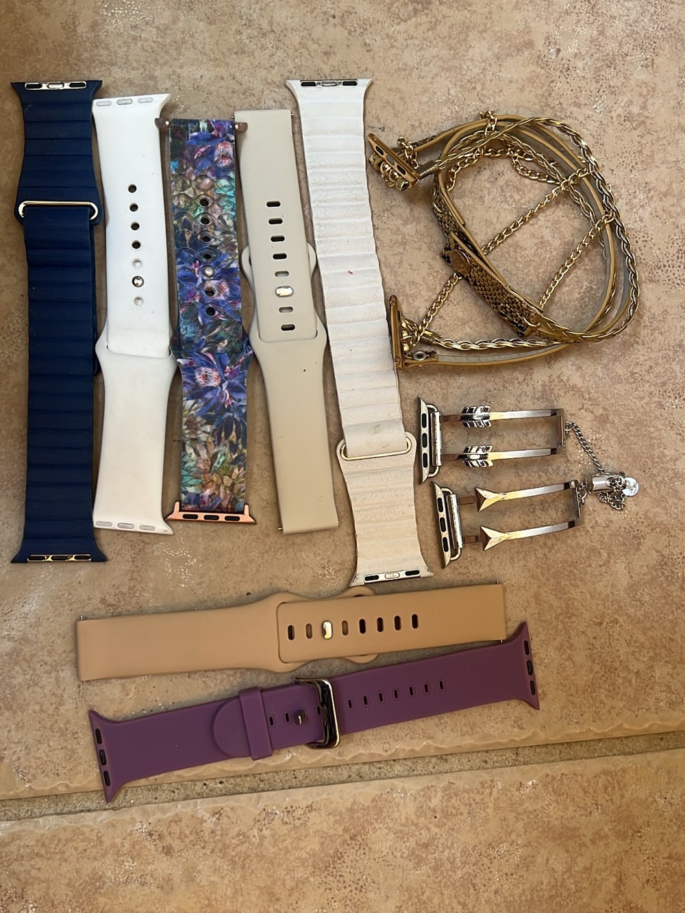 Interchangeable Silicone & Leather Watch Bands with Gold Hardware